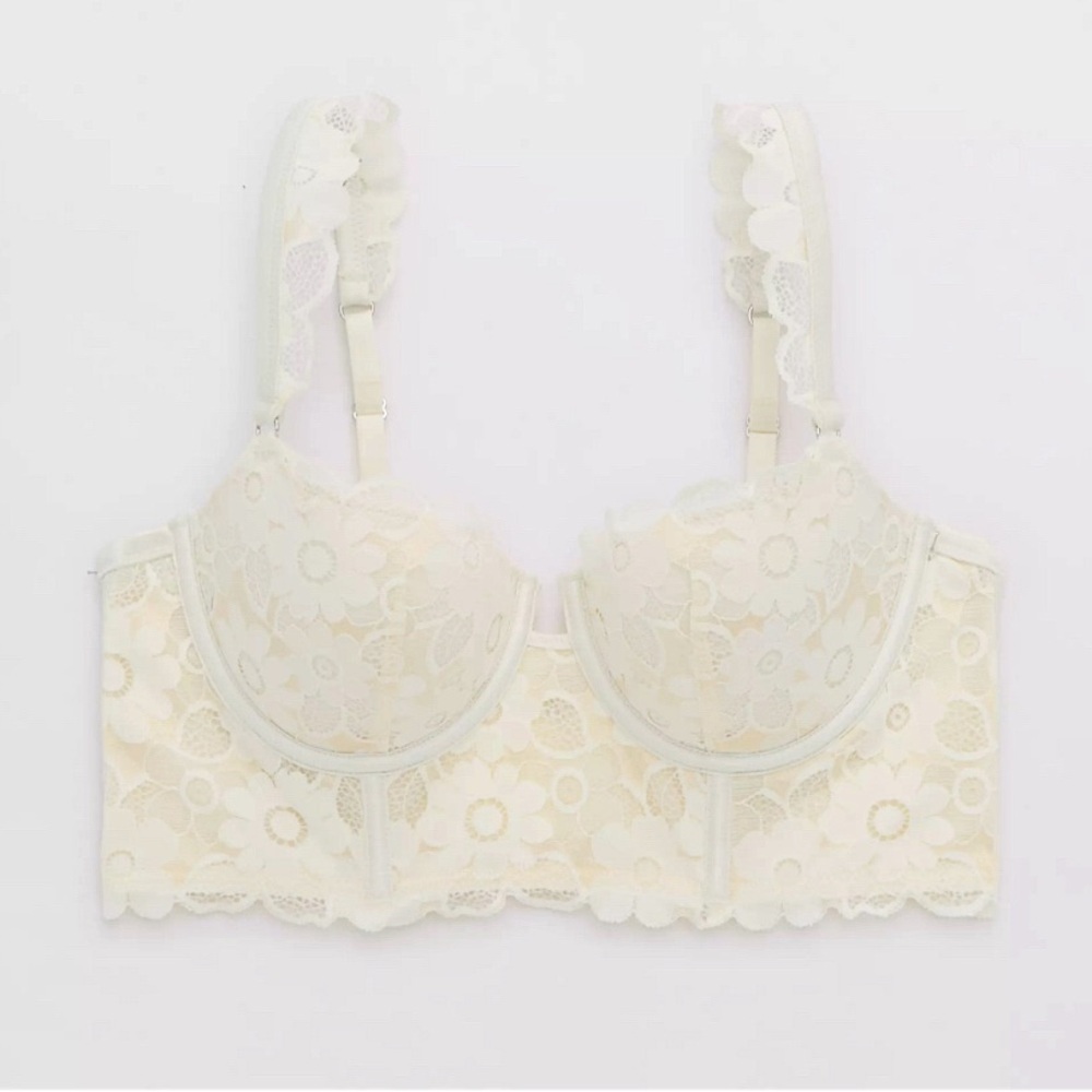 NWT Aerie Show Off Real Lace Balconette Bra 32A - Soft Muslin